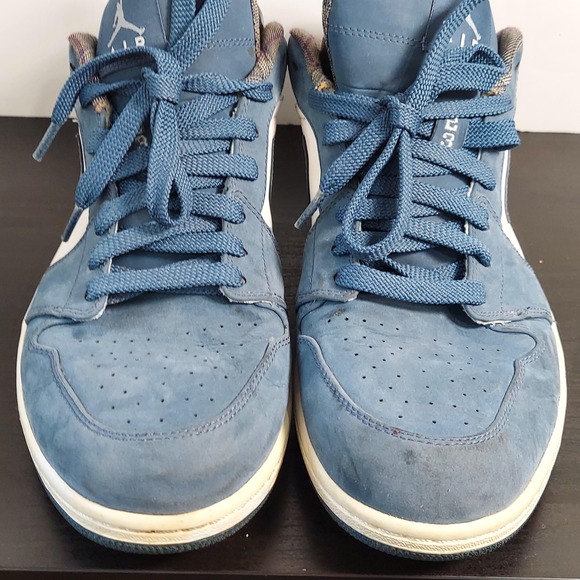 Nike Air Jordan 1 Low‎ Shoes Mens Size 10.5 Blue White Suede Plaid 338145-441 main image 7